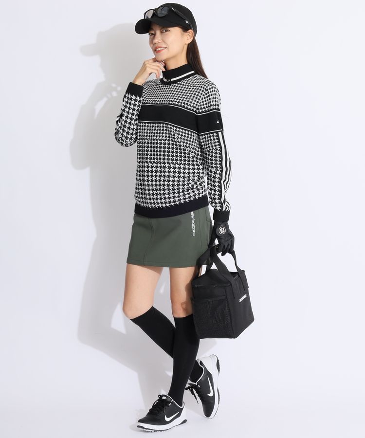 アディダスゴルフ AG 千鳥格子センターラインスタンドネックニット