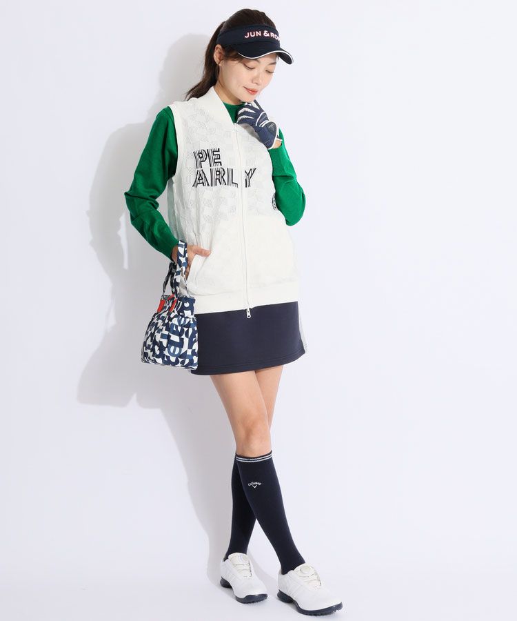 パーリーゲイツ PG 【リバーシブル】変形チェックスタンドネックベスト