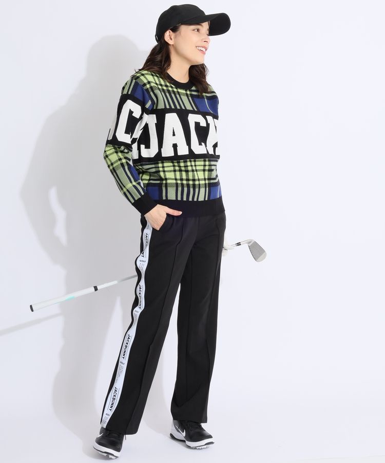 ジャックバニー JB グレンチェック柄ビッグロゴクルーネックニット