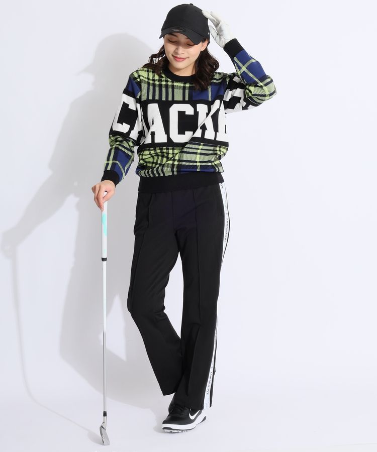 ジャックバニー JB グレンチェック柄ビッグロゴクルーネックニット