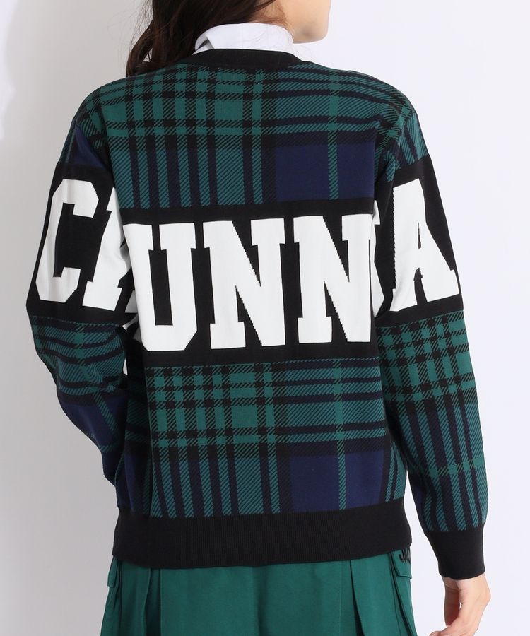 ジャックバニー JB グレンチェック柄ビッグロゴクルーネックニット