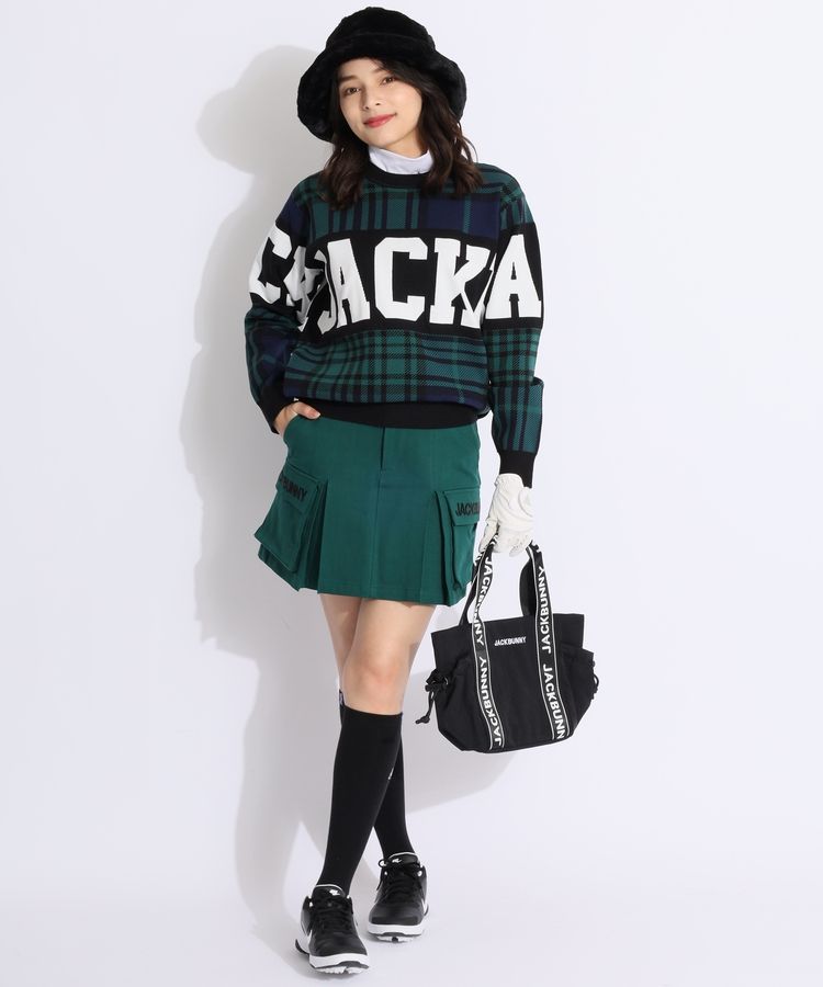 ジャックバニー JB グレンチェック柄ビッグロゴクルーネックニット