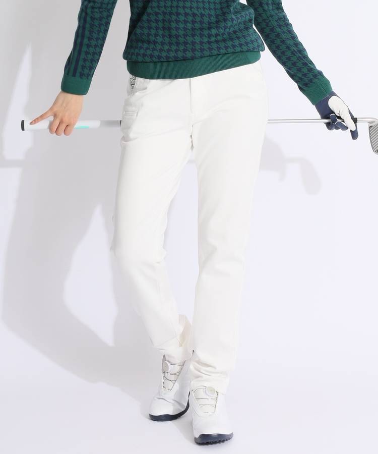 BE 【ストレッチ】定番ロゴ刺繍ツイルロングパンツ