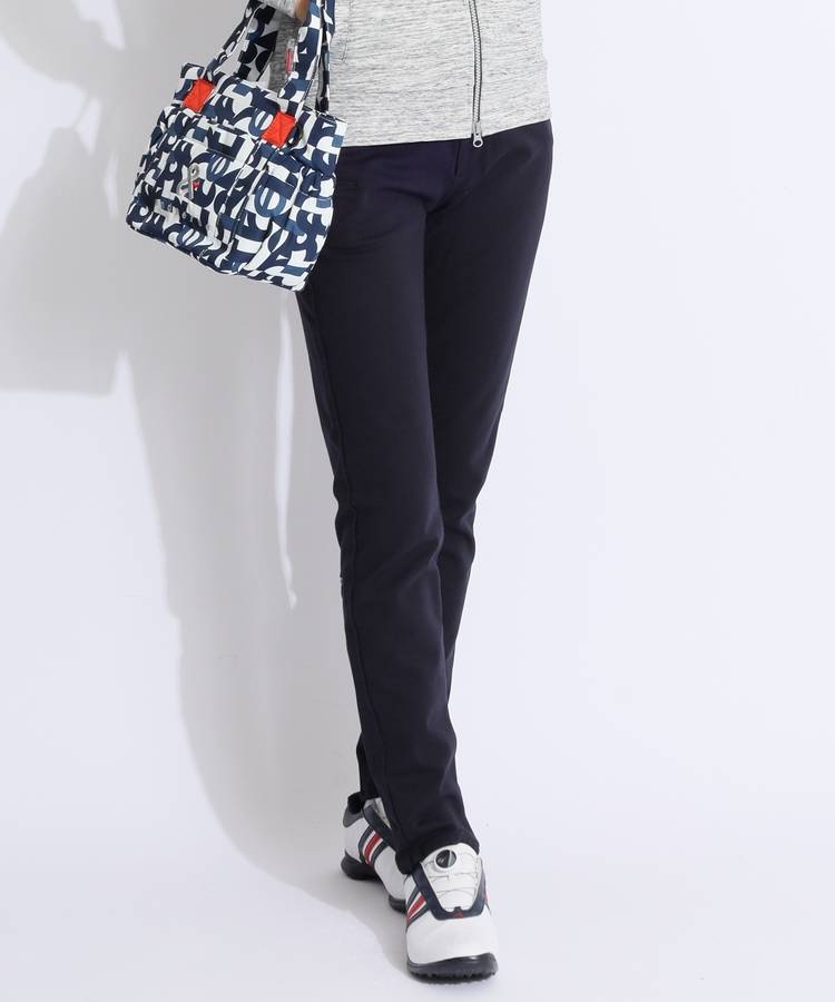 BE 【ストレッチ】定番ロゴ刺繍ツイルロングパンツ