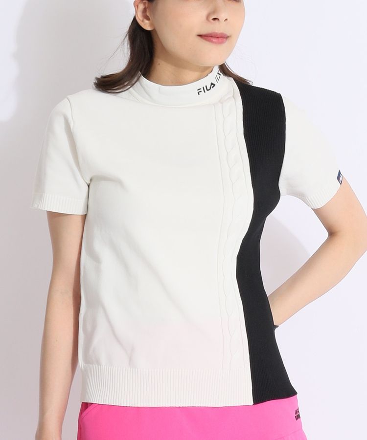 フィラゴルフ FG 【リサイクル】ケーブル切替モックネック半袖ニット