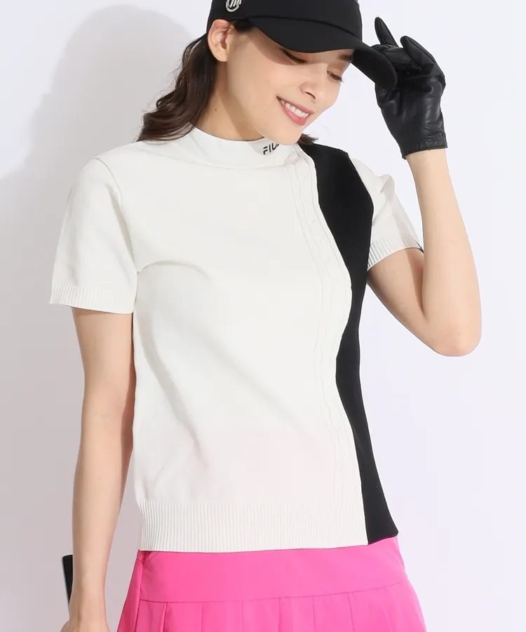 フィラゴルフ FG 【リサイクル】ケーブル切替モックネック半袖ニット