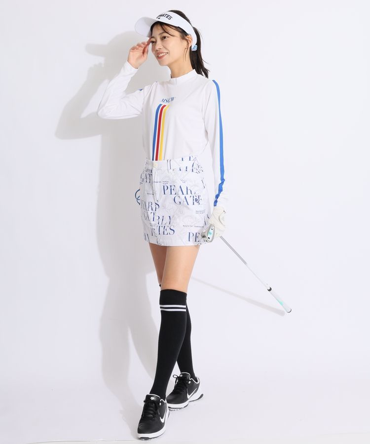 パーリーゲイツ☆ほぼ新品✨大人気ネイビーステッカー柄スカート❣️レディスサイズＭＬ パーリーゲイツ☆ほぼ新品✨大人気ネイビーステッカー柄スカート