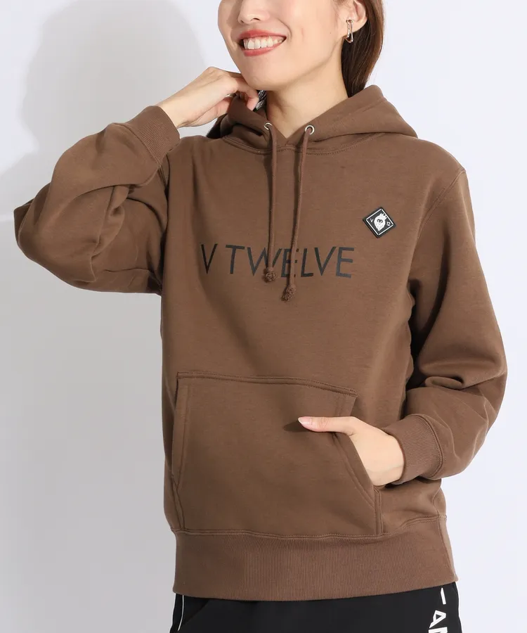 新品 V12 VTWELVE ストレッチ 裏毛 パーカー 秋冬 ヴィトゥエルヴ VI 【ストレッチ】裏起毛ロゴプリントパーカー