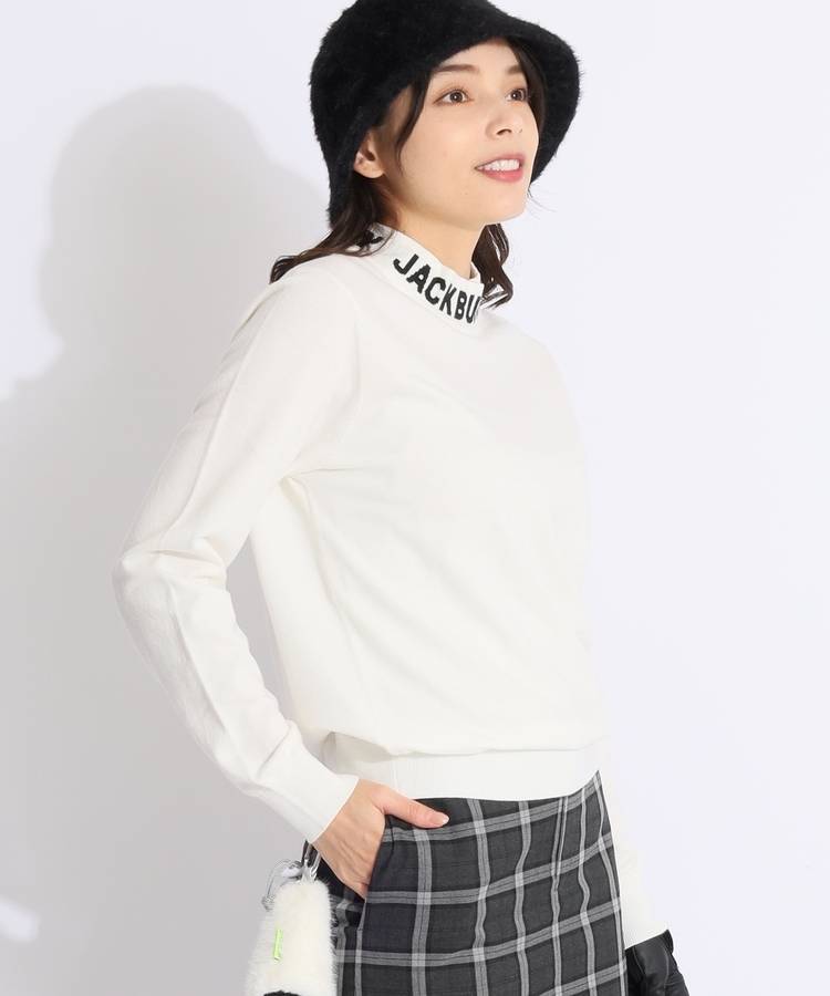 JB ネックジャガードロゴモックネックニット