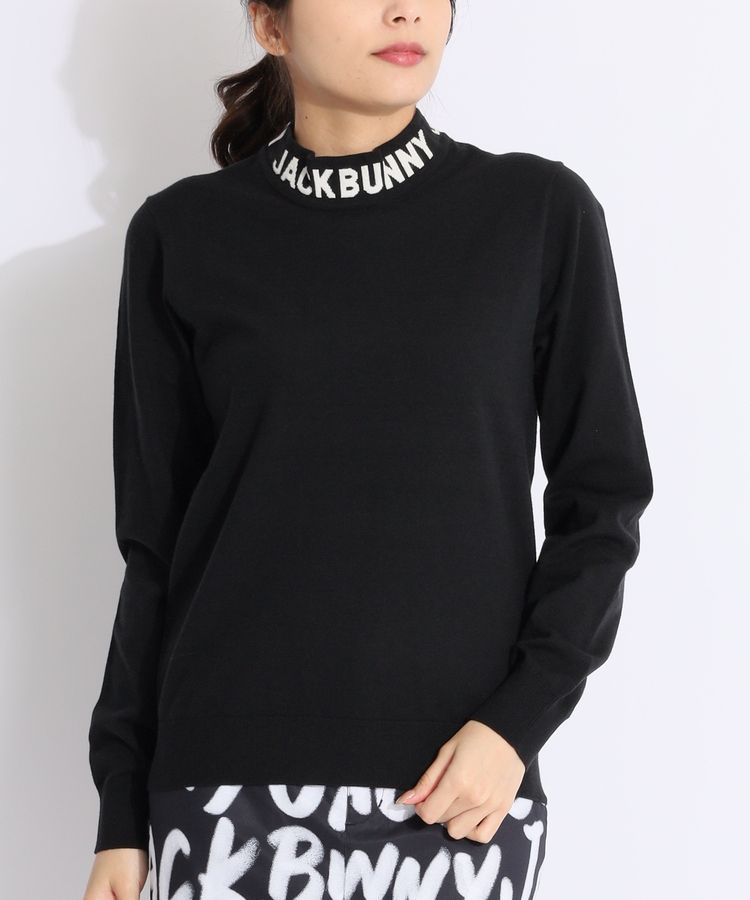 【新品】ジャックバニー／ハイネック／モックネック ジャックバニー JB ネックジャガードロゴモックネックニット
