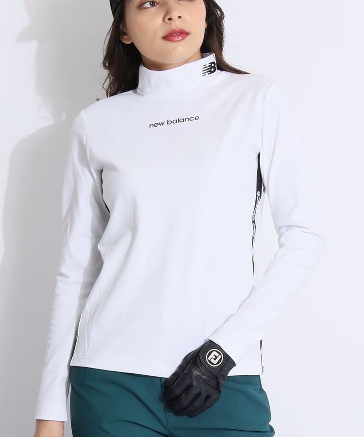 J.LINDEBERGE ラバーロゴ モックネック 長袖 カットソー ゴルフ LUXE/R ゴルフウェア Tシャツ ロンT メンズ レディース 長袖