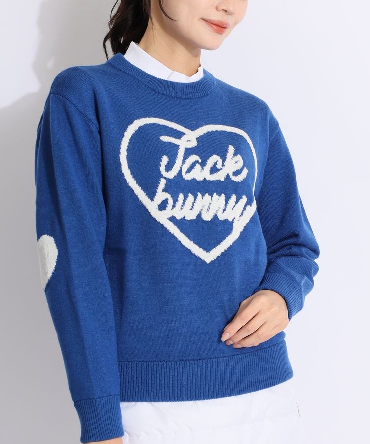 ジャックバニー JB 【ストレッチ】モールロゴインターシャ編みクルー