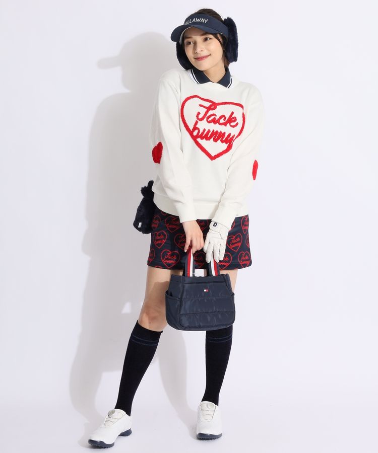 ジャックバニー JB 【ストレッチ】モールロゴインターシャ編みクルー