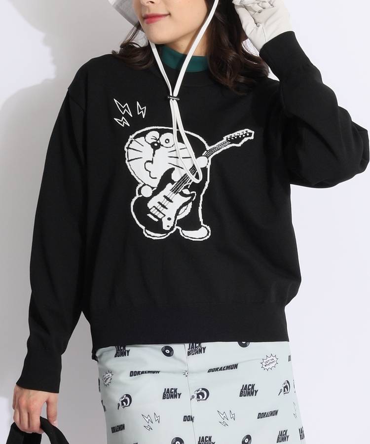 JB 【ドラえもん】インターシャロゴクルーネックニット