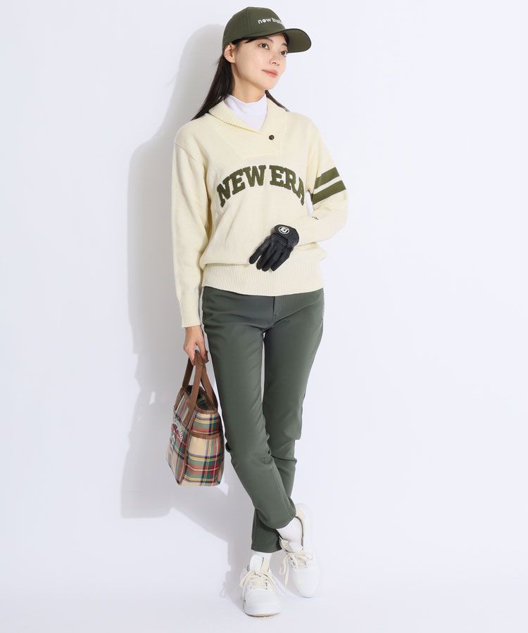 ニューエラ NE ショールカラーパイルロゴニットプルオーバー(オフ