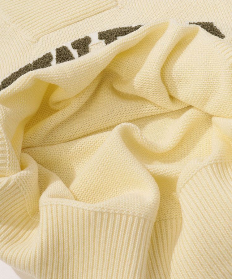 ニューエラ NE ショールカラーパイルロゴニットプルオーバー(オフ