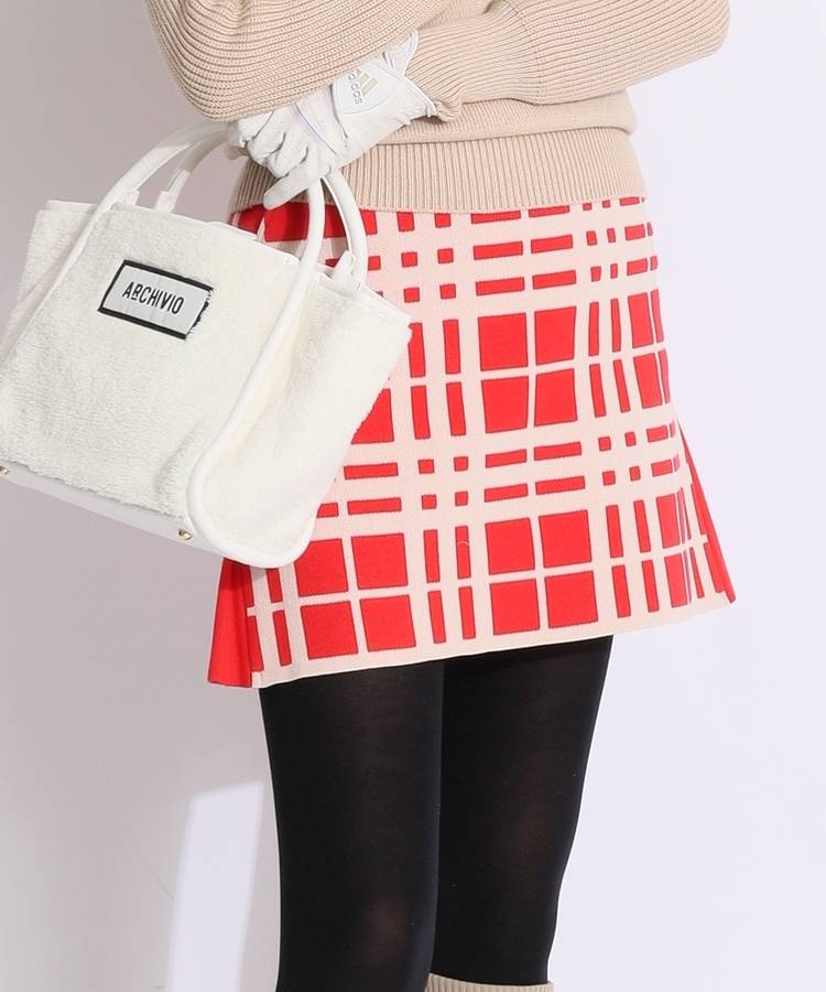 AR ランダムチェック柄ニットスカート