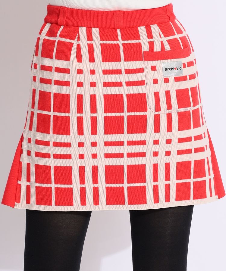 【新品・美品】アルチビオ 半袖ニット＆スカート2点セット アルチビオ AR ランダムチェック柄ニットスカート レディース