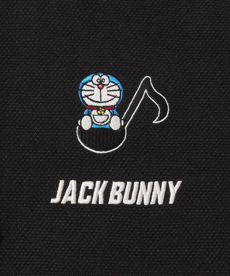 サイズ：0 JACK BUNNY ジャックバニー  半袖ポロシャツ ドラえもん 花柄 ブラック系 [240101460284] ゴルフウェア レディース ストスト ジャックバニー JB 【ドラえもん】ドラえもんロゴ鹿の子半袖