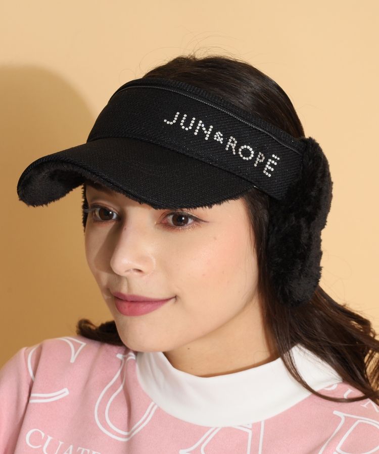 イヤーマフ付きラメ混ツイルサンバイザー