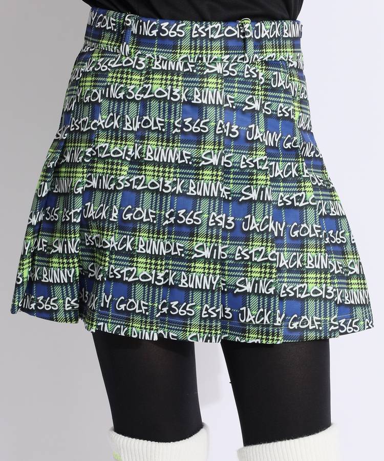 ジャックバニー JB 裏起毛チェックロゴ一体型ペチパンツ付きプリーツ