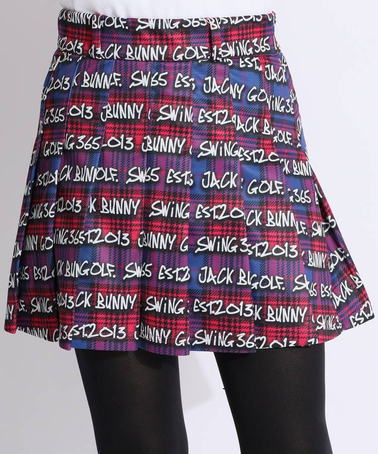 ジャックバニー JB 裏起毛チェックロゴ一体型ペチパンツ付きプリーツ