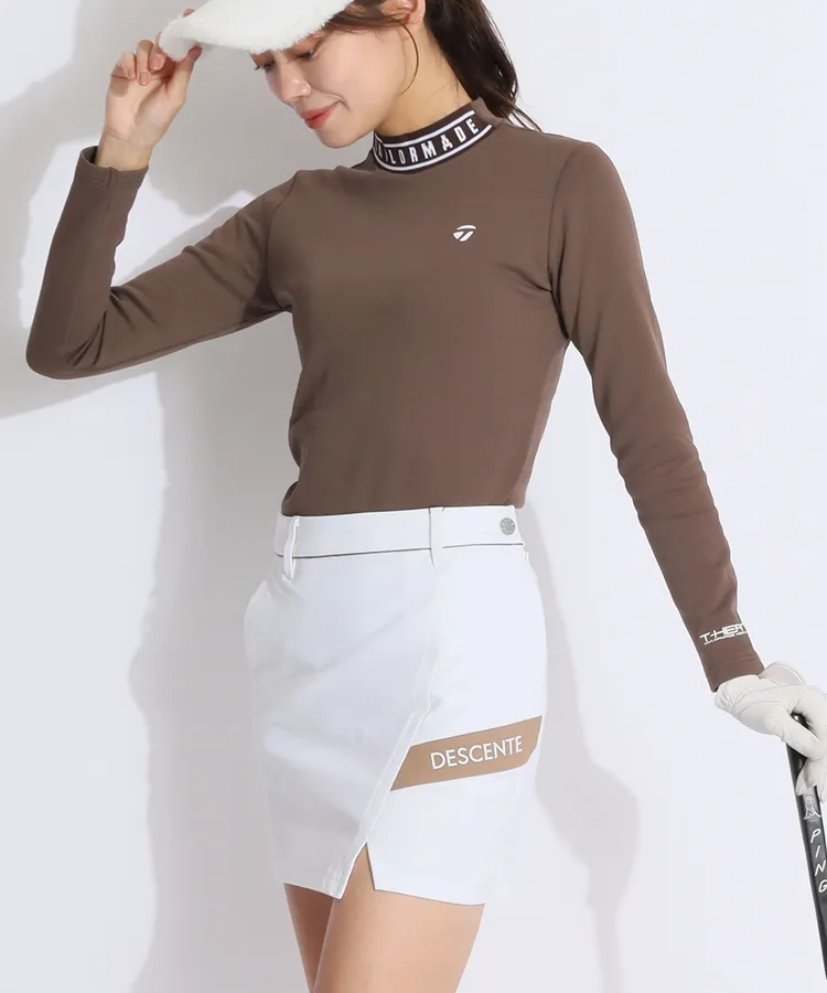 ゴルフウェア　レディース　デサントゴルフ　リュクス　モックネック　美品 デサントゴルフ DE 【保温ストレッチ】裏微起毛スムースライン
