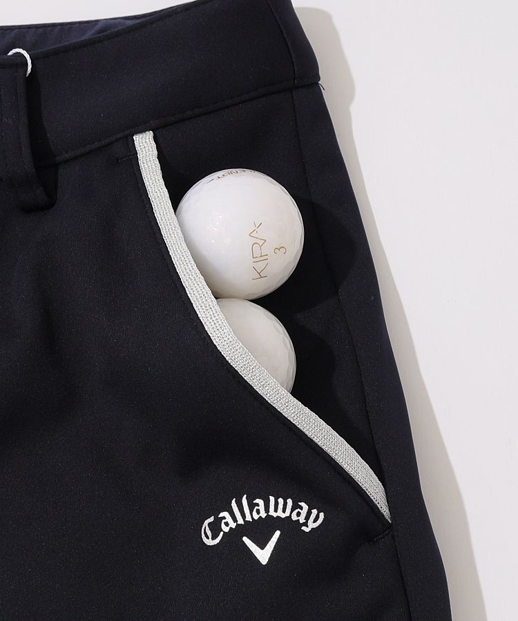 キャロウェイ ゴルフパンツ 厚手 起毛 ロゴ入 秋冬 紺 小さいサイズXS