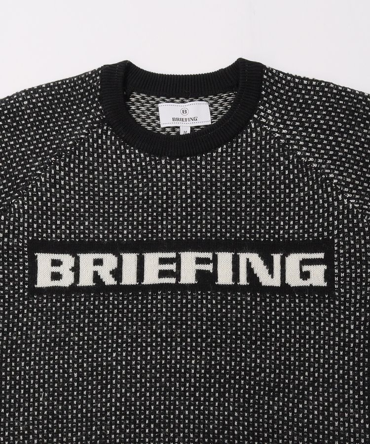ブリーフィングゴルフ BR ジャガード風フロントロゴクルーネックニット