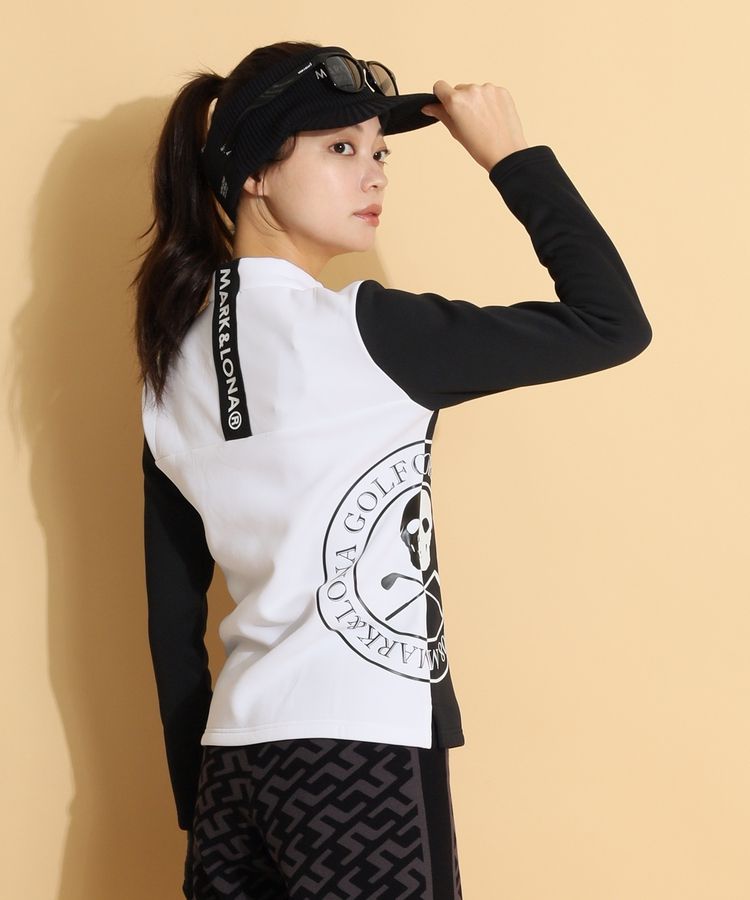 マーク＆ロナ ML 裏起毛パネル配色ハーフジップポンチカットソー