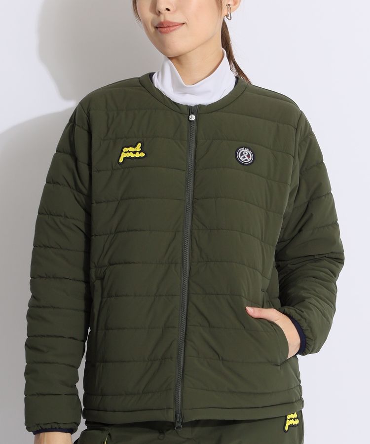 アンパスィ AP 【マルチストレッチ】フルジップノーカラー中綿ブルゾン