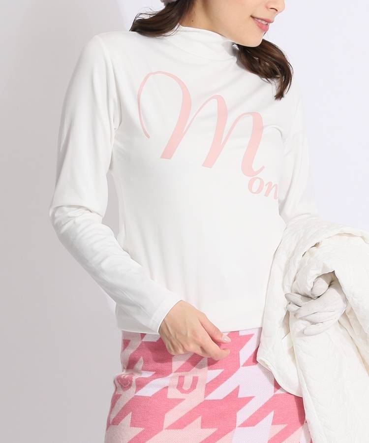 MD ロゴプリント裏起毛モックネック長袖カットソー