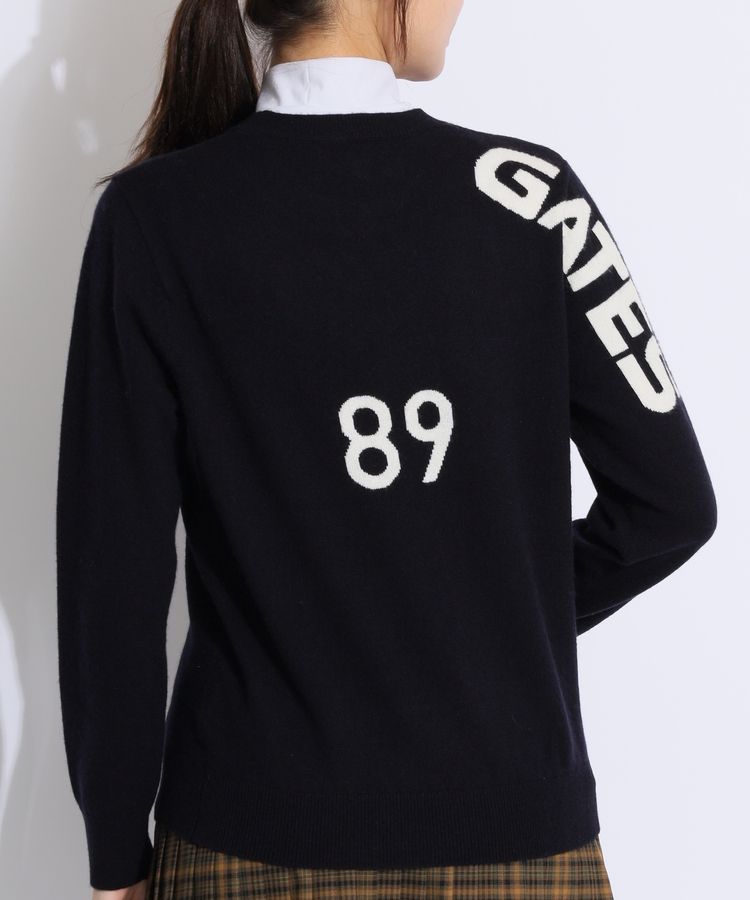 パーリーゲイツ PG アームロゴカシミヤクルーネックニット レディース