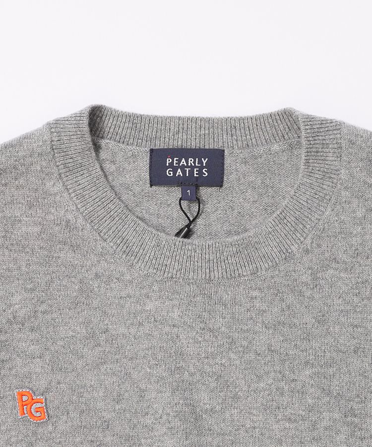 パーリーゲイツ カシミヤ クルーネックニット プルオーバー 4 M グレー パーリーゲイツ PG アームロゴカシミヤクルーネックニット レディース