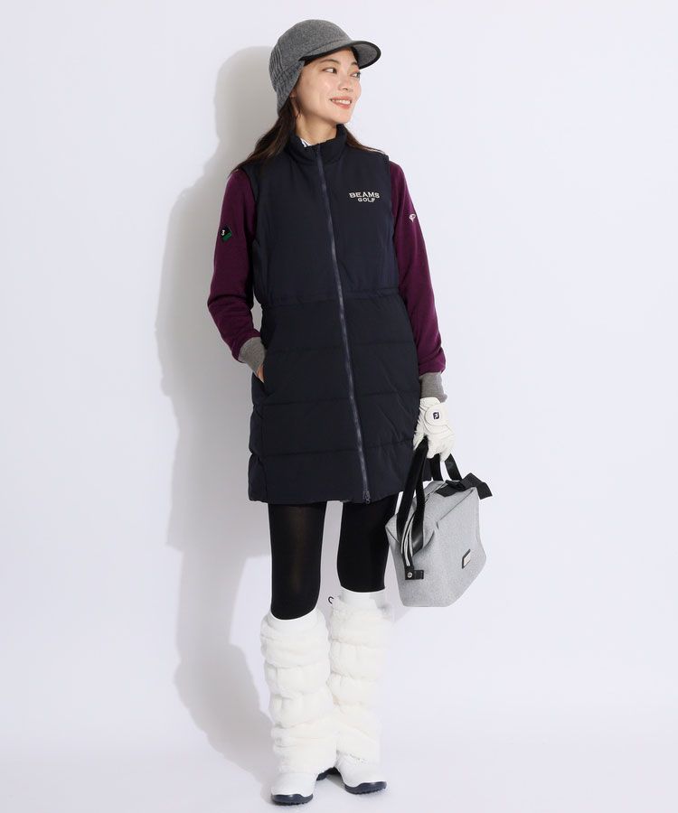 ビームスゴルフ BE ウエストドロストノースリーブ中綿ワンピース