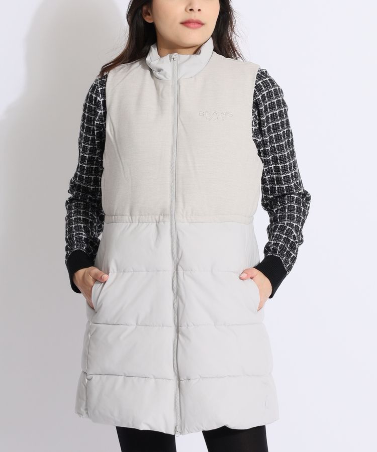 ビームスゴルフ BE ウエストドロストノースリーブ中綿ワンピース