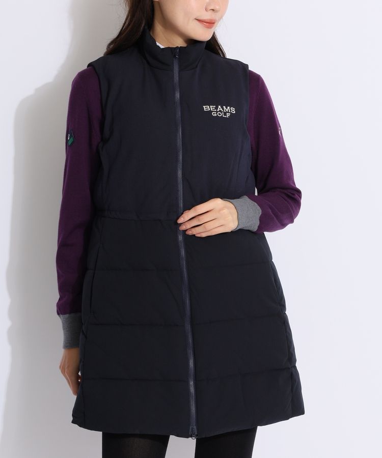 ビームスゴルフ BE ウエストドロストノースリーブ中綿ワンピース