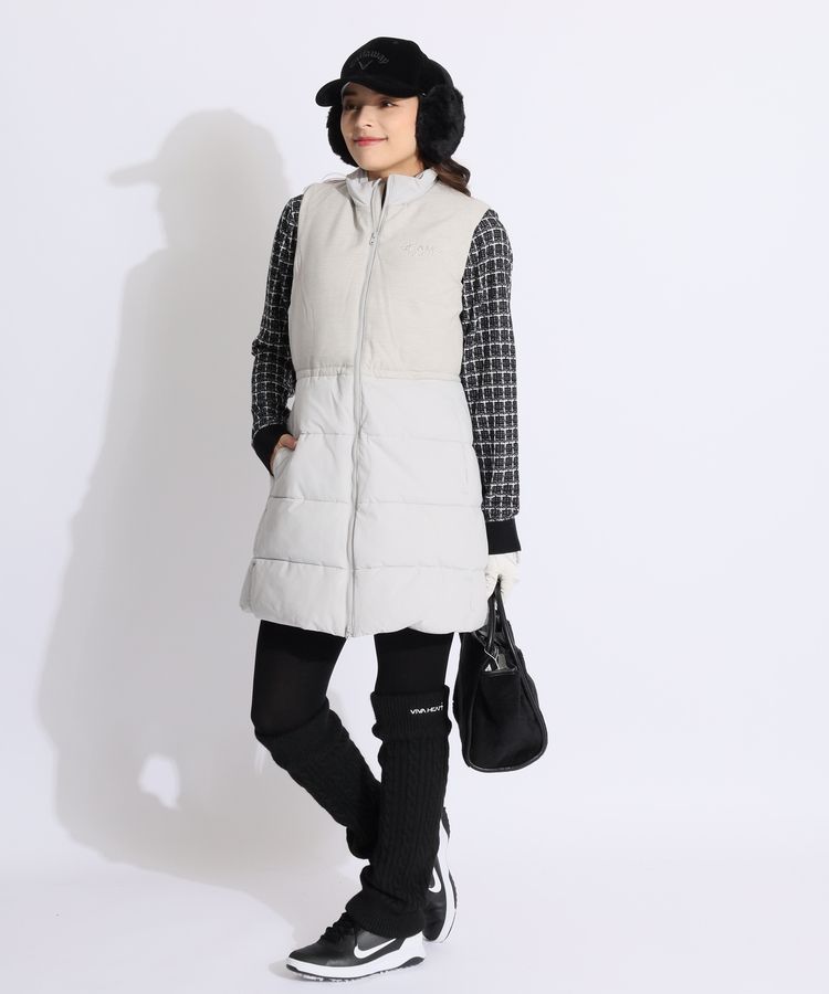 ビームスゴルフ BE ウエストドロストノースリーブ中綿ワンピース