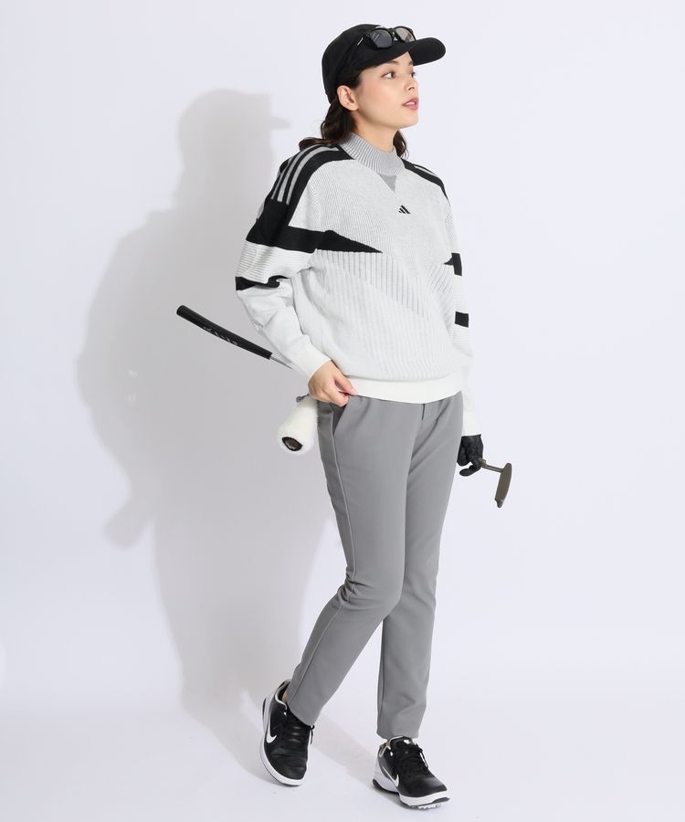 【新品】アディダス　レディース　ゴルフ　ウェア　ニット　セットアップ アディダスゴルフ AG グラフィック異ゲージ編みハイネックニット