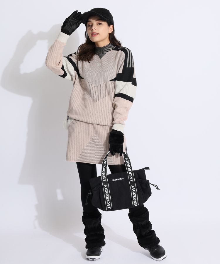 アディダスゴルフ AG グラフィック異ゲージ編みハイネックニット