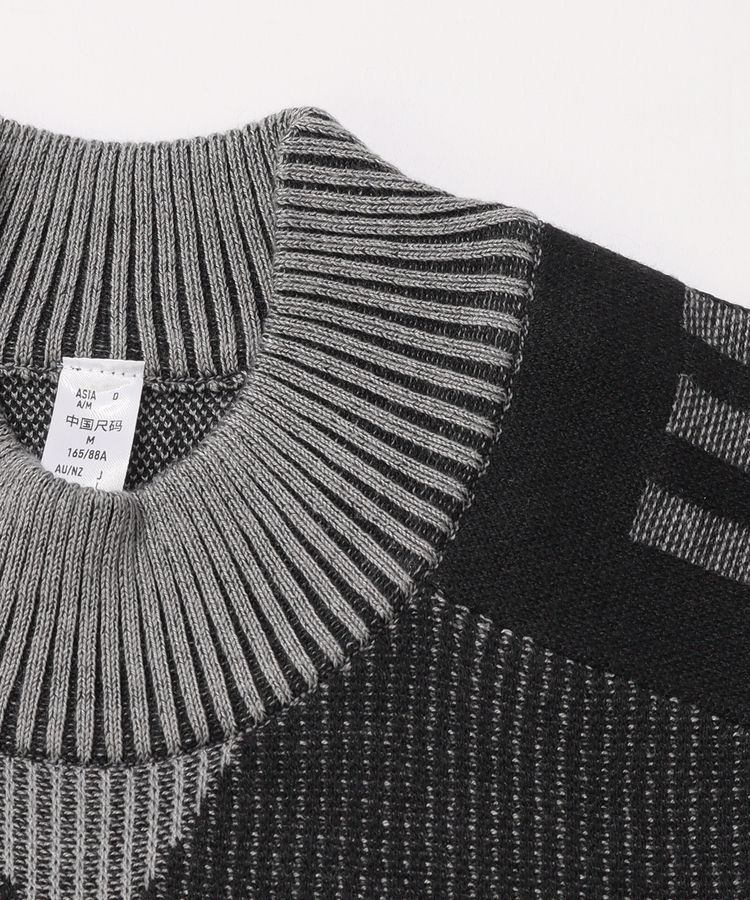 アディダスゴルフ AG グラフィック異ゲージ編みハイネックニット