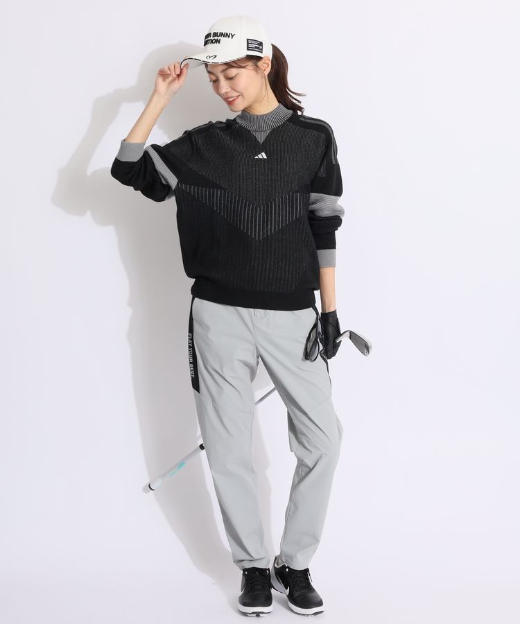 アディダスゴルフ AG グラフィック異ゲージ編みハイネックニット