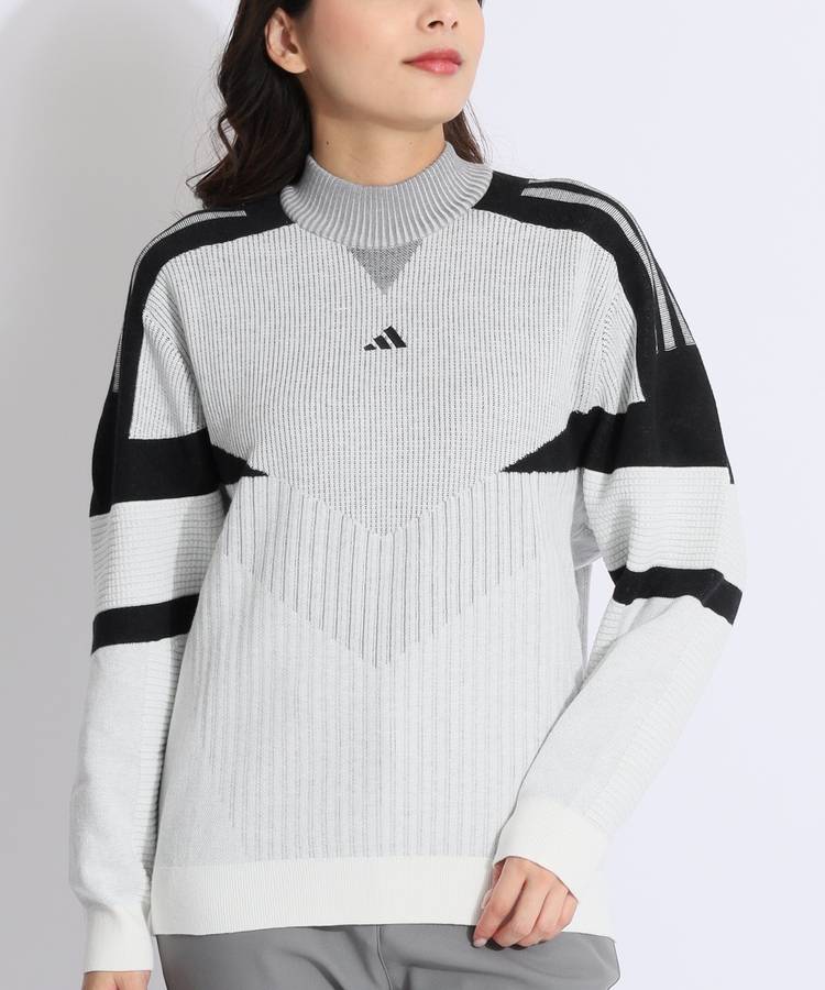 アディダスゴルフ グラフィック異ゲージ編みハイネックニット セール アディダスゴルフ グラフィック異ゲージ編みハイネック
