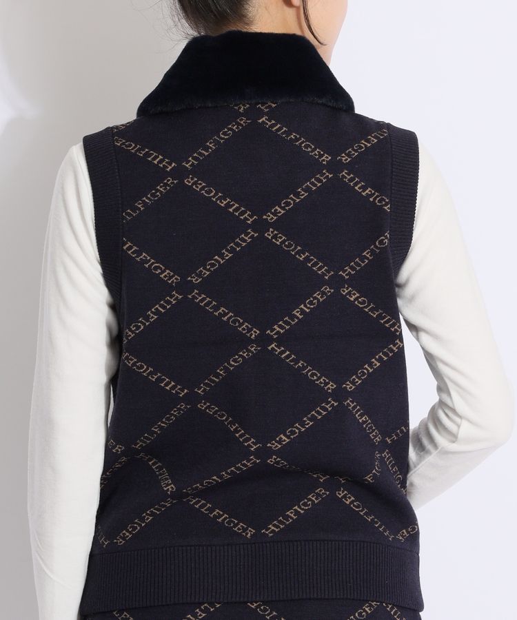 トミー ヒルフィガー ゴルフ2WAYネックモノグラムジャカードニットベスト トミーヒルフィガーゴルフ TH 【蓄熱保温】2WAYネックモノグラムジャ
