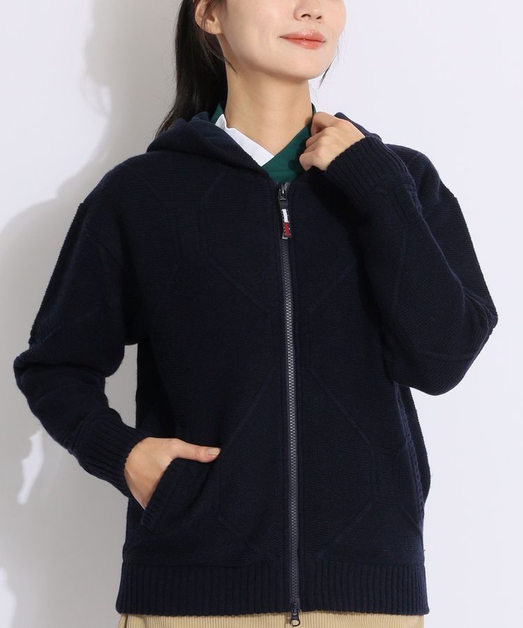 トミーヒルフィガーゴルフ TH 【蓄熱保温】フラッグ編み裏地付きニット