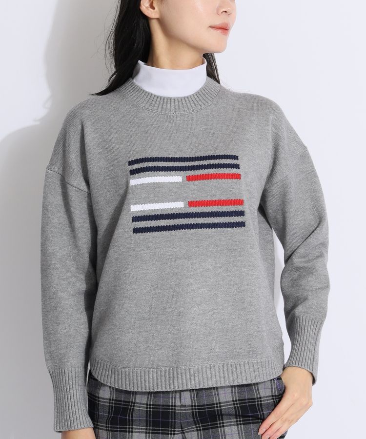 トミーヒルフィガーゴルフ TH フラッグ刺繍クルーネックセーター