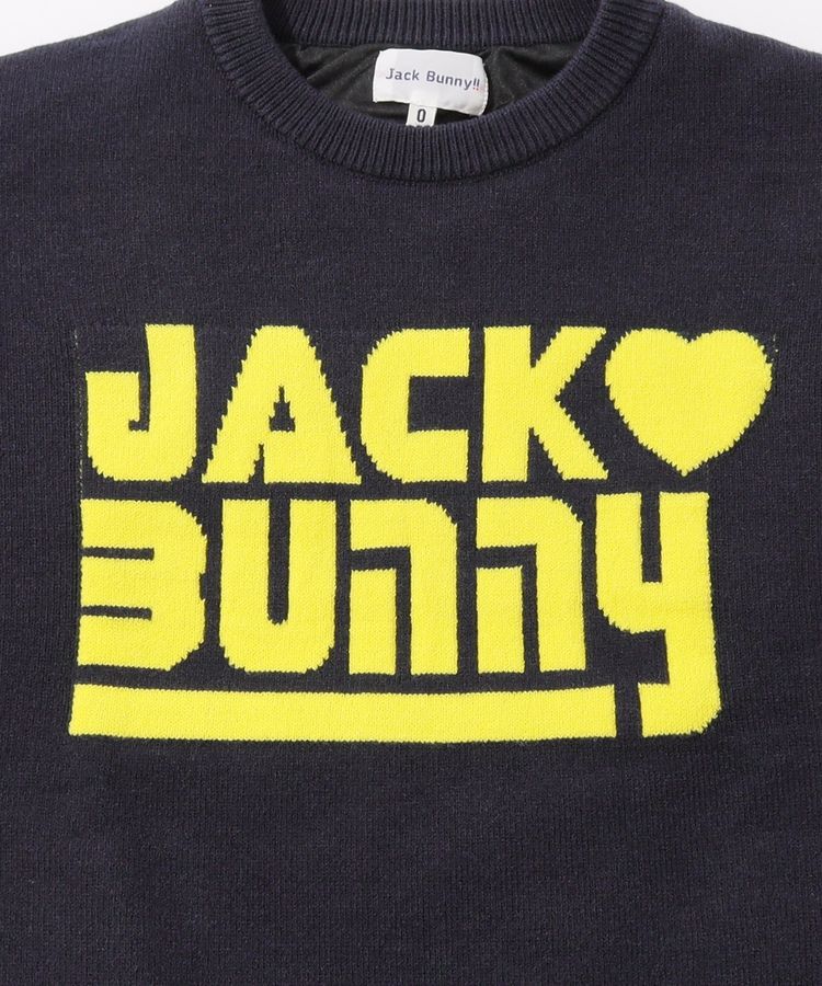 ジャックバニー JB 【防風】ジャガードロゴ裏地付きクルーネックニット