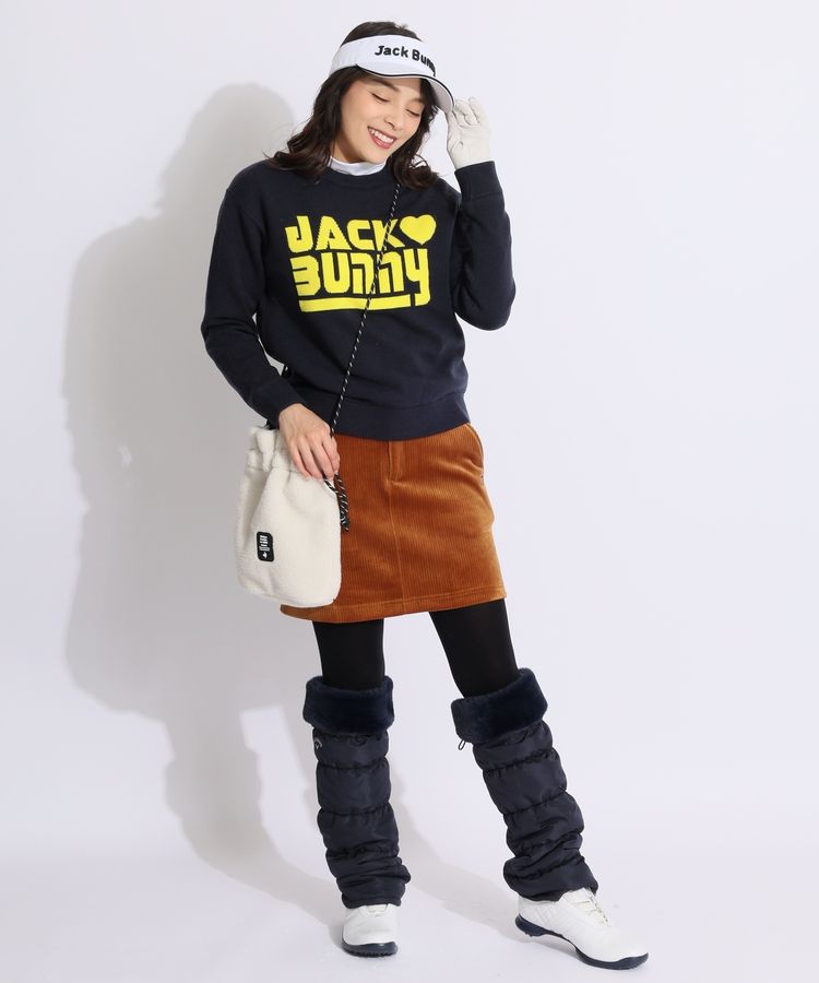 ジャックバニー JB 【防風】ジャガードロゴ裏地付きクルーネックニット