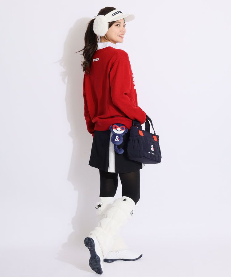 ジャックバニー JB 【防風】ジャガードロゴ裏地付きクルーネックニット