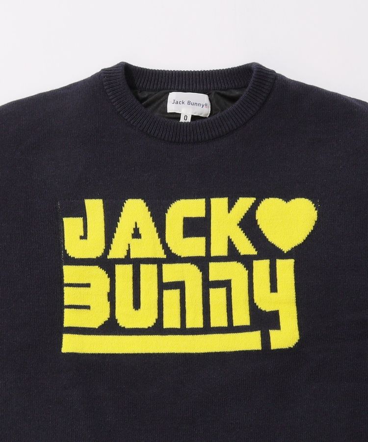 ジャックバニー JB 【防風】ジャガードロゴ裏地付きクルーネックニット